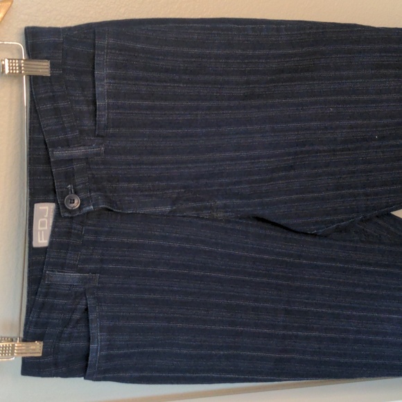 French Dressing Womens Jeans Blue Pinstripe High-Rise Straight Leg Petite 10P - Picture 3 of 15